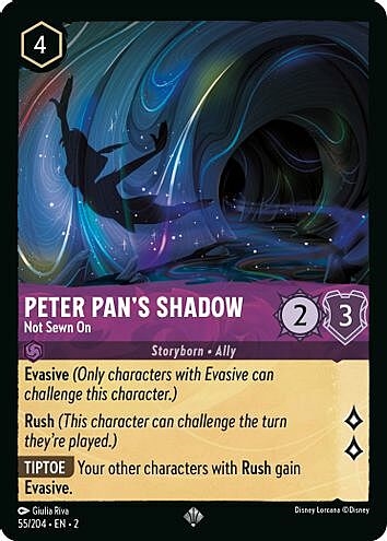 Peter Pan's Shadow - Not Sewn On (Super Rare) - Rise of the Floodborn 55/204 - Disney Locarcana